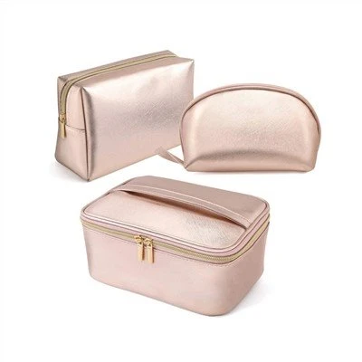 Kit Mála Cosmaideacha Taistil Pu Rose Gold Ardchaighdeáin